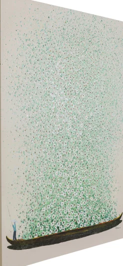Sale KARE Design Obraz łódź i zielone kwiaty 120x160 cm beżowe tło - KARE