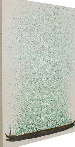 Discount KARE Design Obraz łódź i zielone kwiaty 80x100 cm beżowe tło - KARE