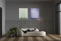 Discount KARE Design Obraz łódź i zielone kwiaty 80x100 cm beżowe tło - KARE