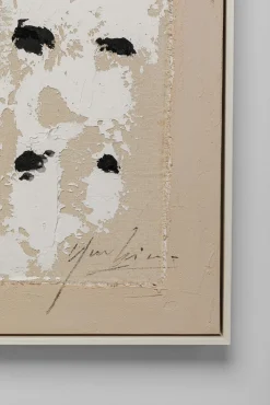 Online KARE Design Obraz do salonu 120x120 cm abstrakcyjny ręcznie malowany czarne kropki - KARE