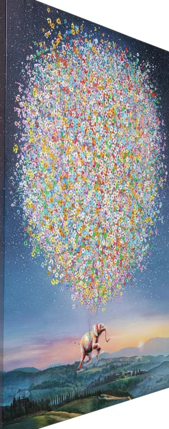 New KARE Design Obraz kolorowy latający słoń i kwiaty 120x160 cm - KARE