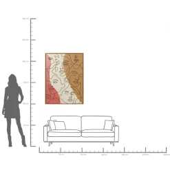 Online KARE Design Obraz 3-kolorowy twarze abstrakcyjne rama w kolorze naturalnym 90x120 cm - KARE