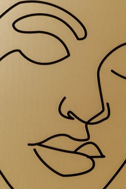 Online KARE Design Obraz 3-kolorowy twarze abstrakcyjne rama w kolorze naturalnym 90x120 cm - KARE