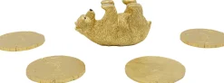 Clearance KARE Design Podkładki pod kubki Playing Bear Ø8 cm złote - KARE