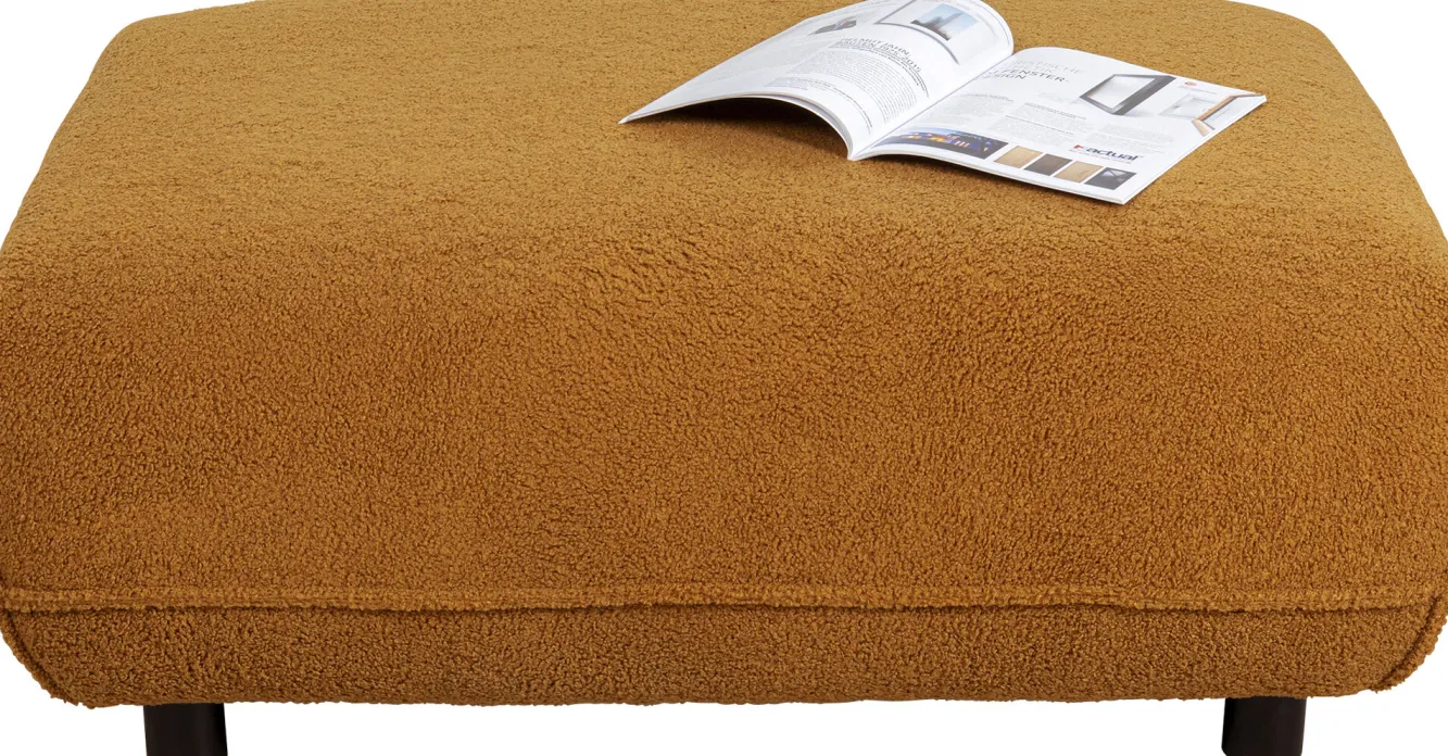 Hot KARE Design Podnóżek w kolorze żółtym tkanina pluszowa 107x90 cm - KARE