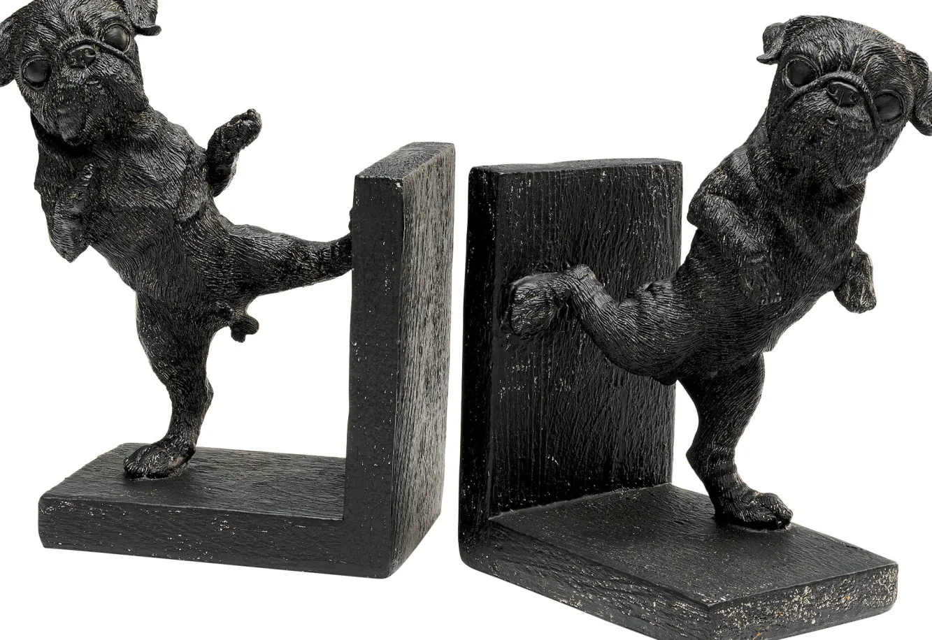 Hot KARE Design Podpórki na książki 2-set w kolorze czarnym motyw zwierzęcy pieski 32x21 cm - KARE