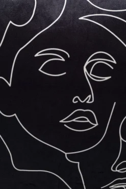 Fashion KARE Design Poduszka dekoracyjna czarna aksamitna twarze 45x45 cm - KARE