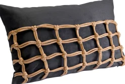 Best KARE Design Poduszka dekoracyjna czarna 50x30 cm plecionka brązowa - KARE