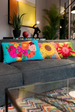 Clearance KARE Design Poduszka dekoracyjna kolorowa kwiaty 60x40 cm słoneczniki - KARE