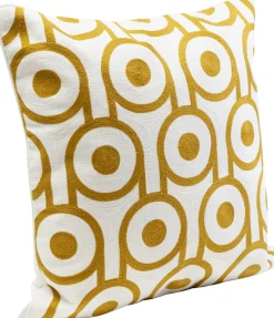 Hot KARE Design Poduszka dekoracyjna nowoczesna biało-złota koliste wzory 50x50 cm - KARE