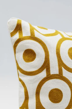 Hot KARE Design Poduszka dekoracyjna nowoczesna biało-złota koliste wzory 50x50 cm - KARE