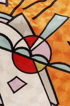 Fashion KARE Design Poduszka dekoracyjna pomarańczowa wzory abstrakcyjne kolorowe 50x50 cm - KARE