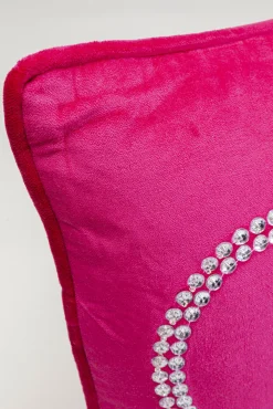 Outlet KARE Design Poduszka dekoracyjna różowa aksamitna z napisem Queen 60x35 cm - KARE