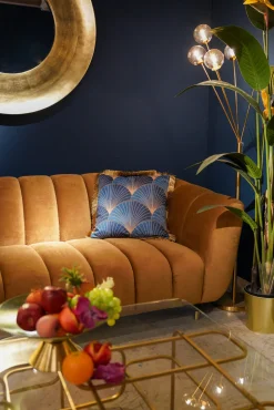 Sale KARE Design Poduszka dekoracyjna z frędzlami 45x45 cm niebieska liście - KARE