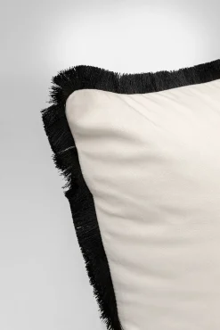 Fashion KARE Design Poduszka dekoracyjna z frędzlami czarno-biała motyw pszczoły 45x45 cm - KARE