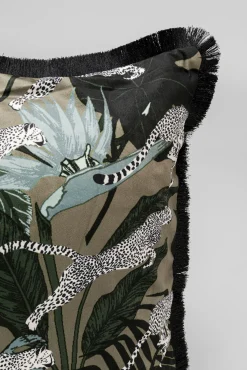 New KARE Design Poduszka dekoracyjna z frędzlami kolorowa motyw dżungli 45x45 cm - KARE