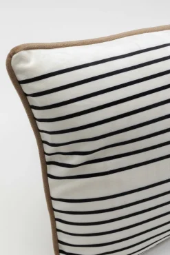 Clearance KARE Design Poduszka dekoracyjna z lamówką biało-brązowa 50x30 cm czarne wzory - KARE