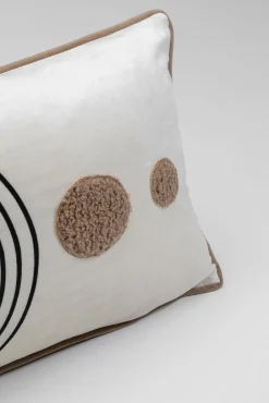 Clearance KARE Design Poduszka dekoracyjna z lamówką biało-brązowa 50x30 cm czarne wzory - KARE