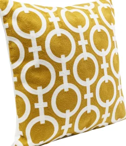 New KARE Design Poduszka dekoracyjna złota w białe wzory 50x50 cm - KARE