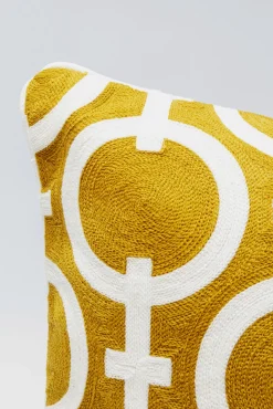 New KARE Design Poduszka dekoracyjna złota w białe wzory 50x50 cm - KARE