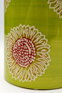 Hot KARE Design Pojemnik dekoracyjny porcelanowy zielony z kwiatami Ø15x27 cm - KARE