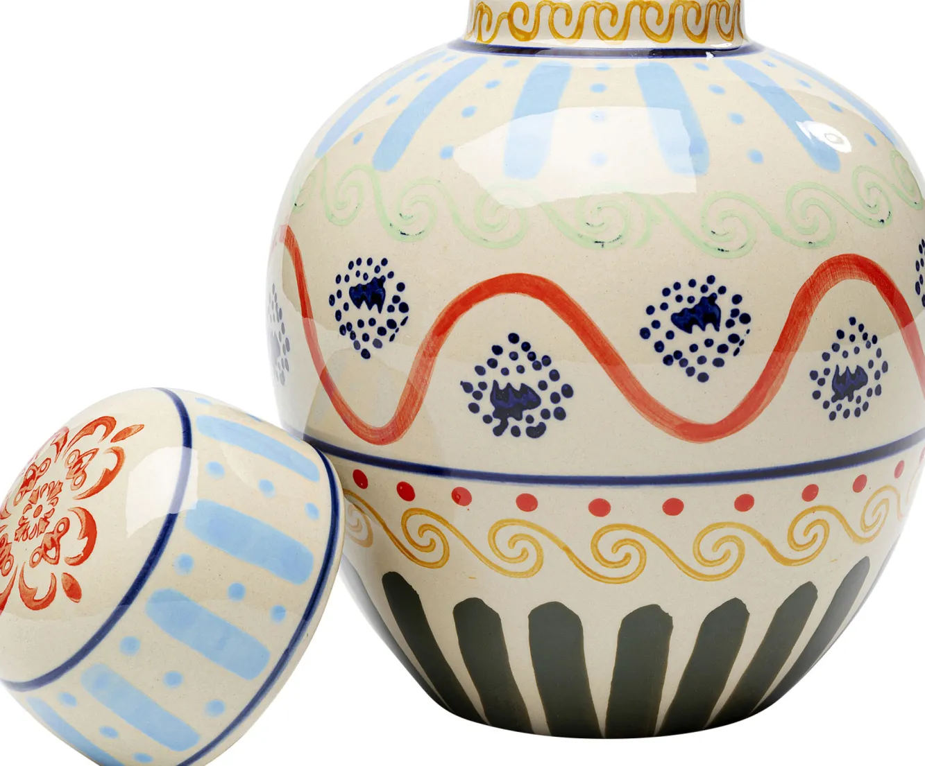Fashion KARE Design Pojemnik dekoracyjny z ceramiki boho kolorowe wzory Ø19x25 cm - KARE