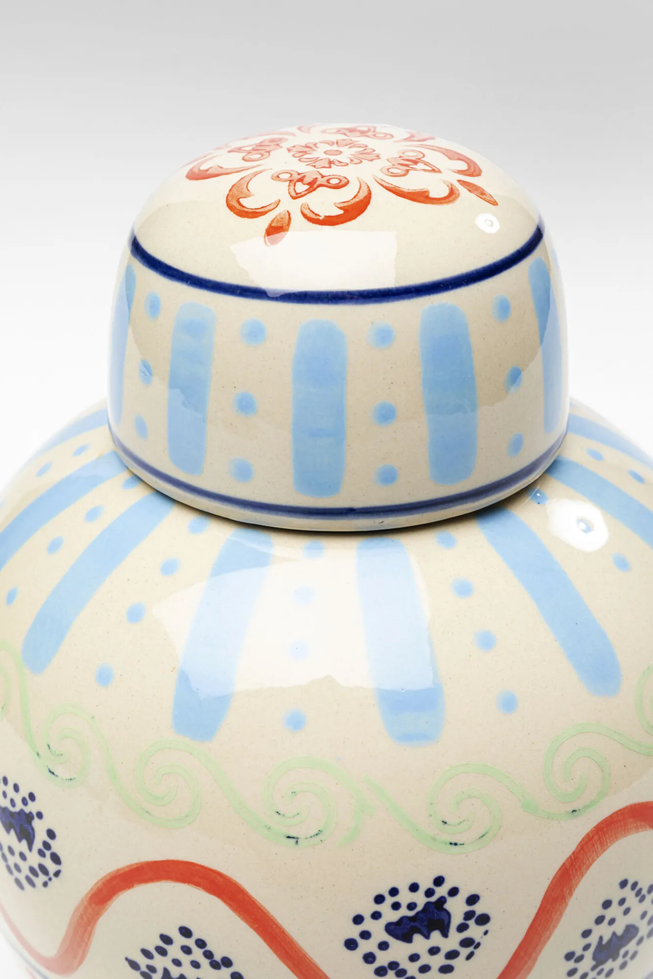 Fashion KARE Design Pojemnik dekoracyjny z ceramiki boho kolorowe wzory Ø19x25 cm - KARE