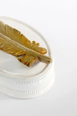 Clearance KARE Design Pudełko na biżuterię Ava 13x9 cm biało-złote - KARE