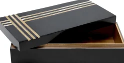 Sale KARE Design Pudełko na biżuterię czarne 30x15 cm paski - KARE