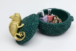 Hot KARE Design Pudełko na biżuterię lub kosmetyki Chameleon 20 cm zielono-złote - KARE