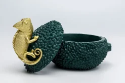 Hot KARE Design Pudełko na biżuterię lub kosmetyki Chameleon 20 cm zielono-złote - KARE