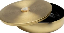 Fashion KARE Design Pudełko na biżuterię złote kamień ozdobny agat Ø31 cm - KARE