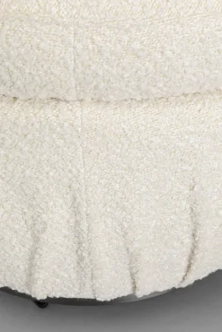 Clearance KARE Design Pufa biała skandynawska boucle do salonu Ø56 cm - KARE