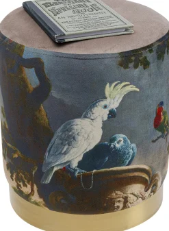 New KARE Design Pufa okrągła kolorowa papuga podstawa złota Ø32x38 cm - KARE