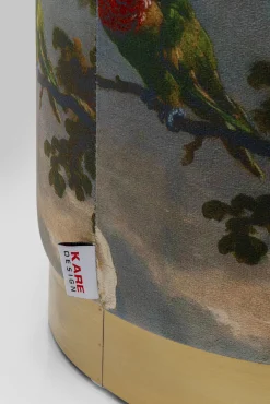 New KARE Design Pufa okrągła kolorowa papuga podstawa złota Ø32x38 cm - KARE