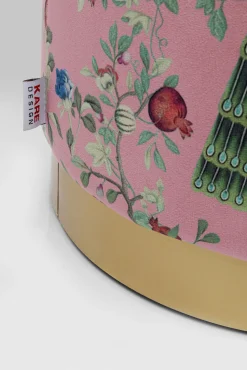 Hot KARE Design Pufa okrągła różowa paw podstawa złota Ø32x38 cm - KARE