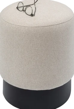 Outlet KARE Design Pufa okrągła tapicerowana kremowa Ø36x44 cm podstawa czarna - KARE