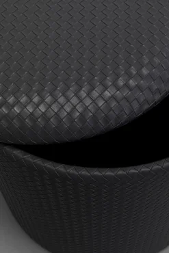 Discount KARE Design Pufa okrągła ze schowkiem czarna PU Ø40x42 cm - KARE