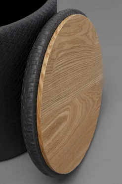 Discount KARE Design Pufa okrągła ze schowkiem czarna PU Ø40x42 cm - KARE