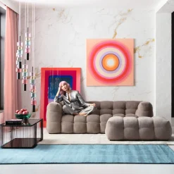 Discount KARE Design Pufa pikowana duża w kolorze szarym 125x82 cm - KARE