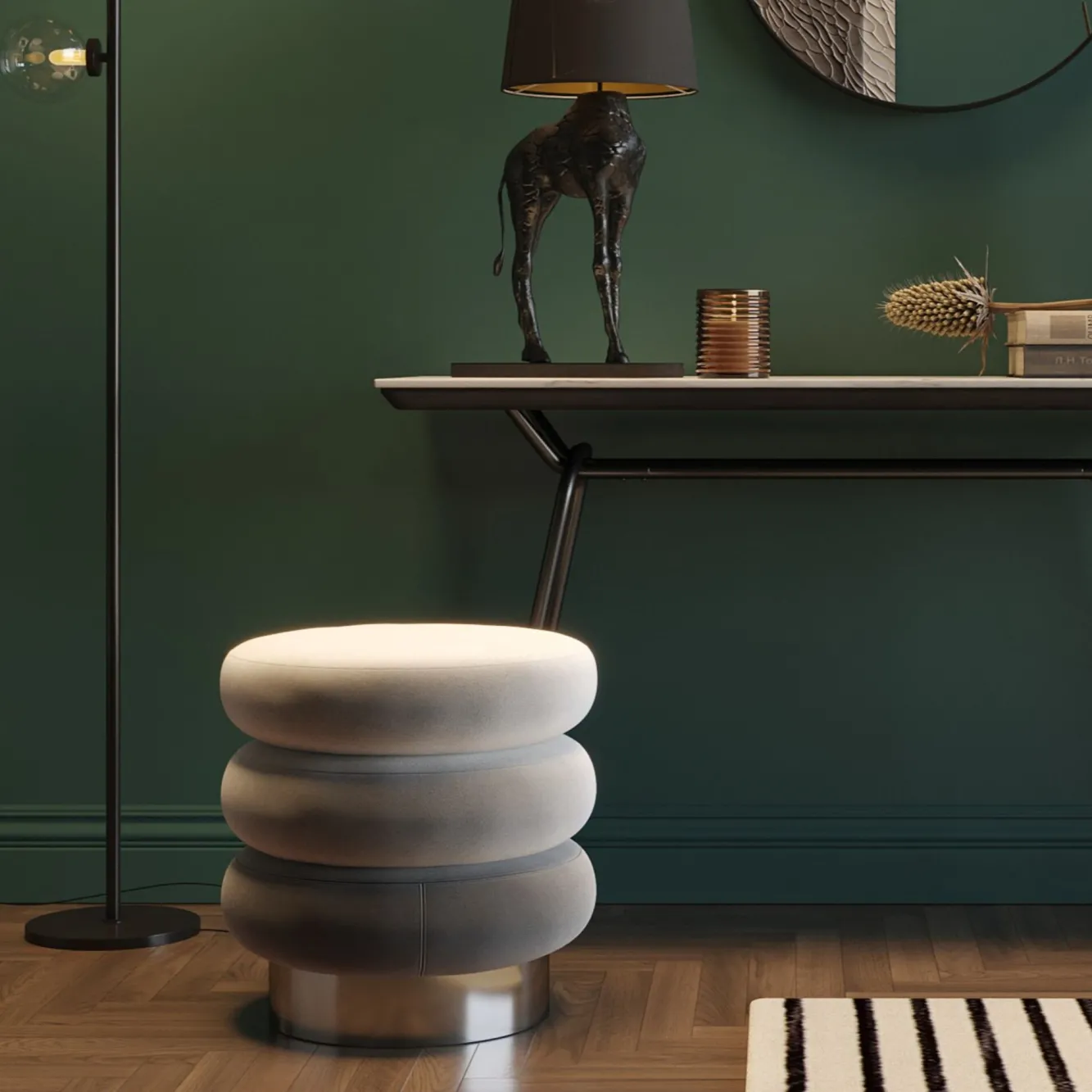 Sale KARE Design Pufa Sandwich Triple Ø40x45 cm odcienie szarości - KARE