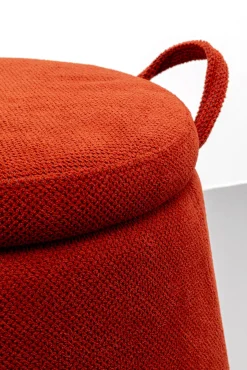 Online KARE Design Pufa ze schowkiem i uchwytami tapicerowana czerwona okrągła Ø51x49 cm - KARE