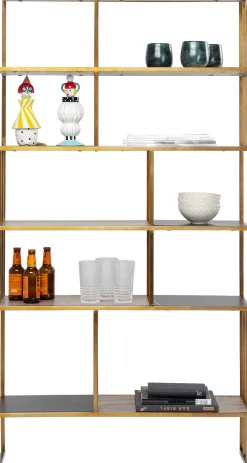 Discount KARE Design Regał Cesaro 90x170 cm złoty - półki czarne i naturalne - KARE