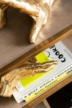 Discount KARE Design Regał Cesaro 90x170 cm złoty - półki czarne i naturalne - KARE