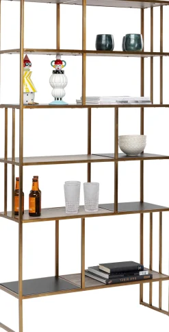 Discount KARE Design Regał Cesaro 90x170 cm złoty - półki czarne i naturalne - KARE