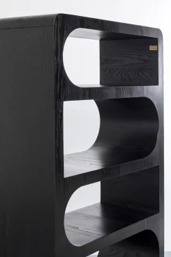 New KARE Design Regał do salonu czarny fornirowany podstawa drewno mango 90x180 cm - KARE