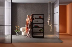 New KARE Design Regał do salonu czarny fornirowany podstawa drewno mango 90x180 cm - KARE