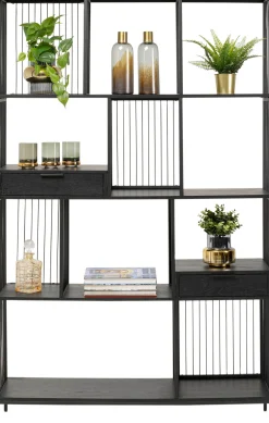 Discount KARE Design Regał stojący czarny z 2 szufladami fornir dębowy i stal 125x200 cm - KARE