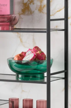 Clearance KARE Design Regał stojący loft czarny ze szklanymi półkami 115x195 cm - KARE