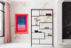 Clearance KARE Design Regał stojący loft czarny ze szklanymi półkami 115x195 cm - KARE